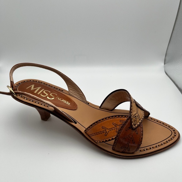 🍮MISS ROSSI Caramel Slingback Italian sandals NWT - Picture 2 of 7